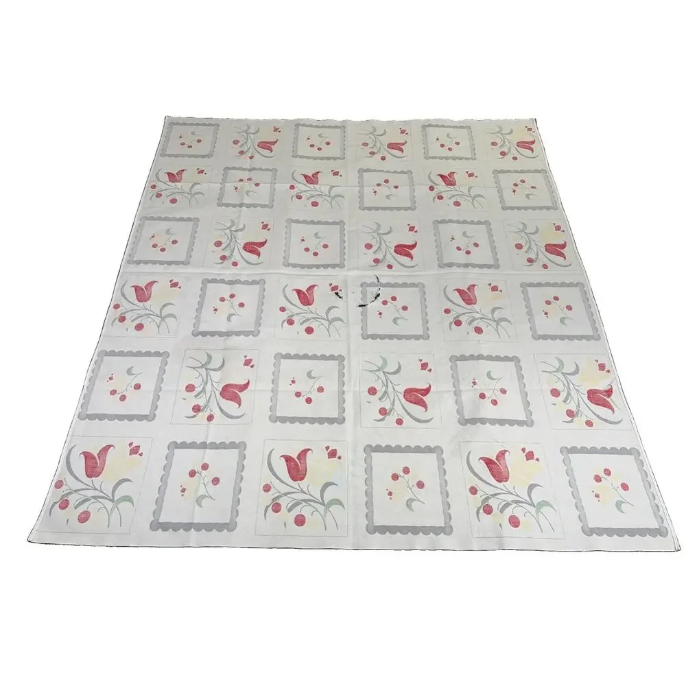 Vintage MCM Retro Tablecloth Outdoor Backyard Party Floral 54